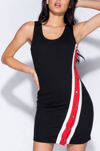 black-side-stripe-popper-detail-bodycon-mini-dress