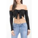 Top Crop Twist Negru