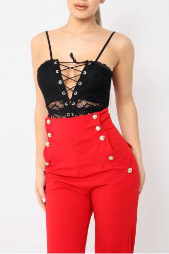 Body Lace Strings Negru - 9784