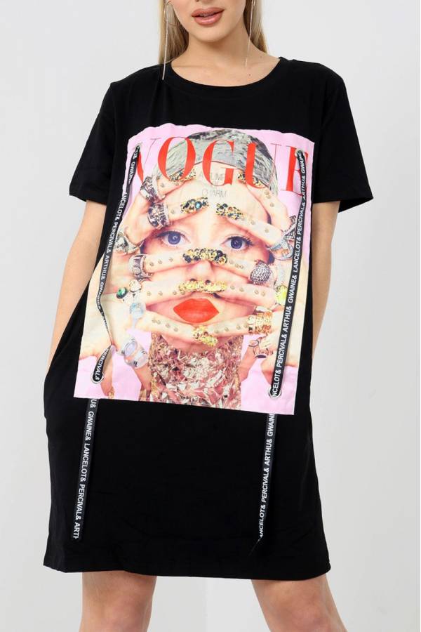 dictator Shrink Perceptual Rochie mini, tip tricou cu buzunare - Vogue