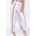 Pantalon cu cordon Pink Stripes