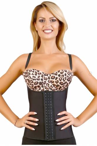 Corset vesta latex negru/nude