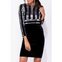 Rochie din catifea cu paiete Velvet Stripe