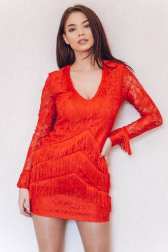 Rochie Tassels Red