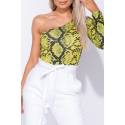 Body cu o maneca Neon Snake Green