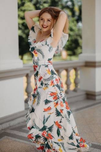 Rochie lunga cu imprimeu floral Maxi Tropical