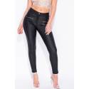 Pantalon cu aspect de piele 3 Zips