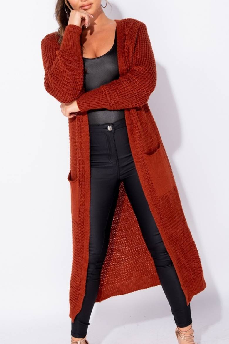 Cardigan Maxi Rust Clessidra