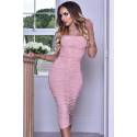 Rochie midi din voal Drape Pink